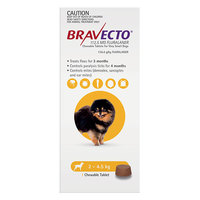 Bravecto Very Small Dogs upto 4.5kg upto 10lbs 1 Chew Tablet